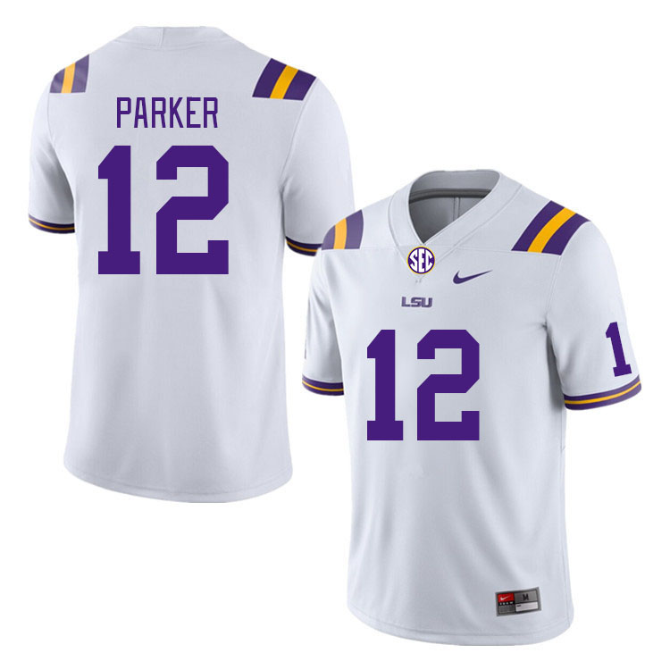 Men #12 Kyle Parker LSU Tigers College Football Jerseys Stitched-White - Click Image to Close